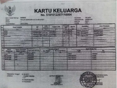 Gambar 13. Bukti Kartu Keluarga Ibu Isrinah 