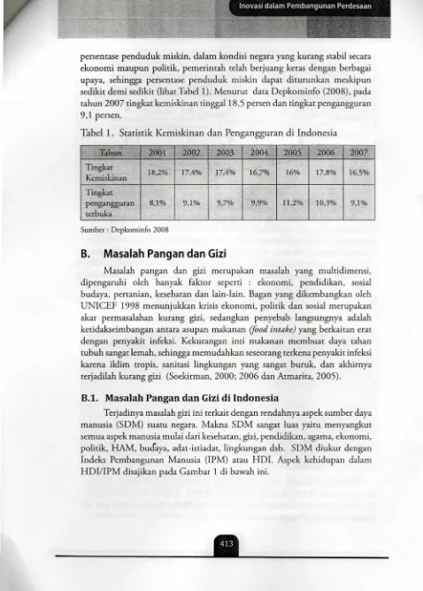 Tabel 1. Statistik Kemiskinan dan Pengangguran di Indonesia