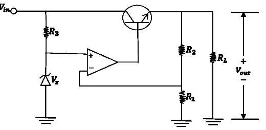 Gambar 2.5 Rangkaian regulator tegangan DC (Malvino, 2004)  