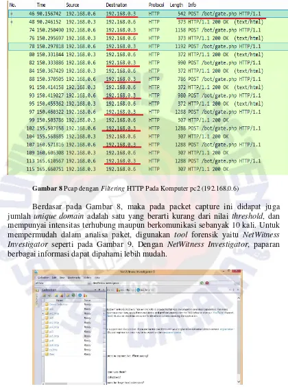 Gambar 8 Pcap dengan Filtering HTTP Pada Komputer pc2 (192.168.0.6) 