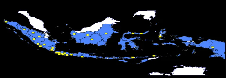 Gambar 1. Peta Sebaran Cebakan Pertambangan Emas di Indonesia (Sinar Harapan, 2003) 
