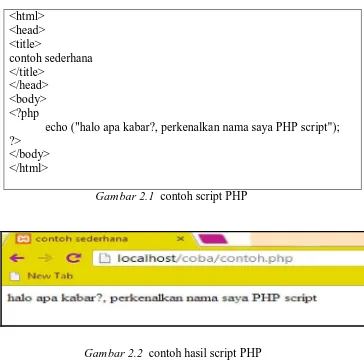 Gambar 2.1  contoh script PHP 