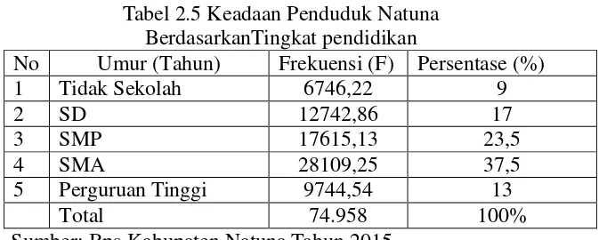 Tabel 2.4 Keadaan Penduduk Natuna 