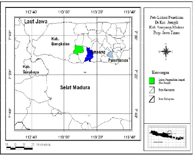 Gambar 5  Peta lokasi pengambilan sampel darah sapi Madura 