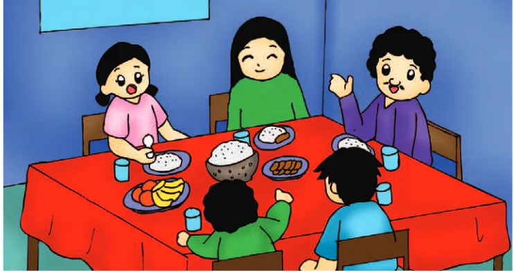 gambar 3.1 berkumpul dengan keluarga sambil makan bersama