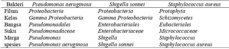Tabel 1.Klasifikasi bakteri 