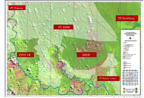 Gambar 3.  Peta Lokasi Merang Peat Dome Forest (MPDF)