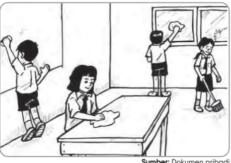 gambar 3.2 melaksanakan piket kelas
