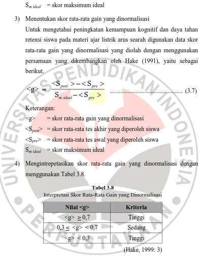 Tabel 3.8 Interpretasi Skor Rata-Rata Gain yang Dinormalisasi 