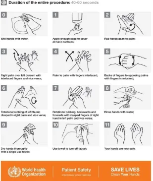 Gambar 2.1  Langkah-langkah Mencuci Tangan Menggunakan Sabun (WHO, 2009) 