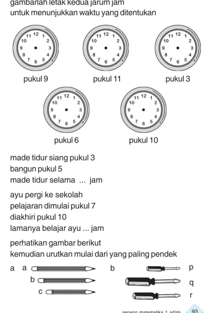 gambarlah letak kedua jarum jamuntuk menunjukkan waktu yang ditentukan