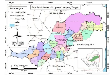 Gambar 5. Peta administrasi Kabupaten Lampung Tengah 