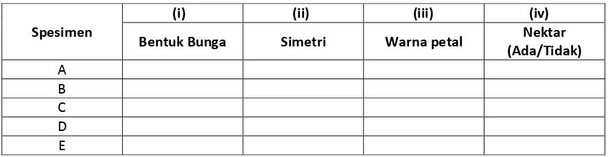 Tabel I.2 Simetri Bunga 