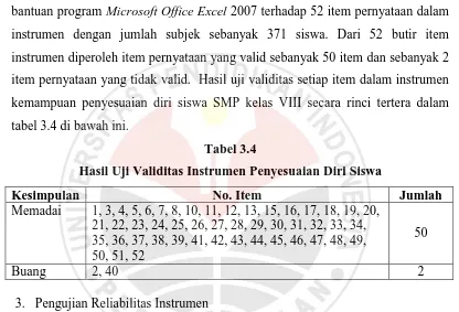 tabel 3.4 di bawah ini. 