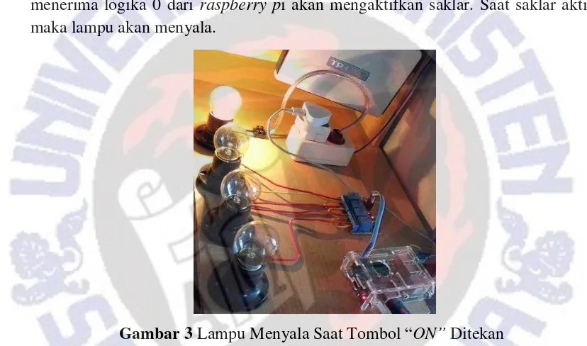 Gambar 3 Lampu Menyala Saat Tombol “ON” Ditekan 