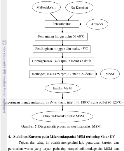 Gambar 7. Diagram alir proses mikroenkapsulasi MSM 