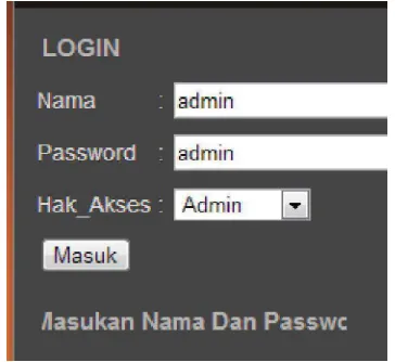 Gambar 4.5 form login untuk admin 