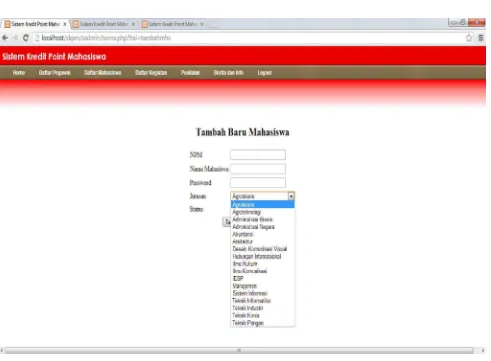 Gambar 4.6 Antar Muka Form Tambah Mahasiswa 