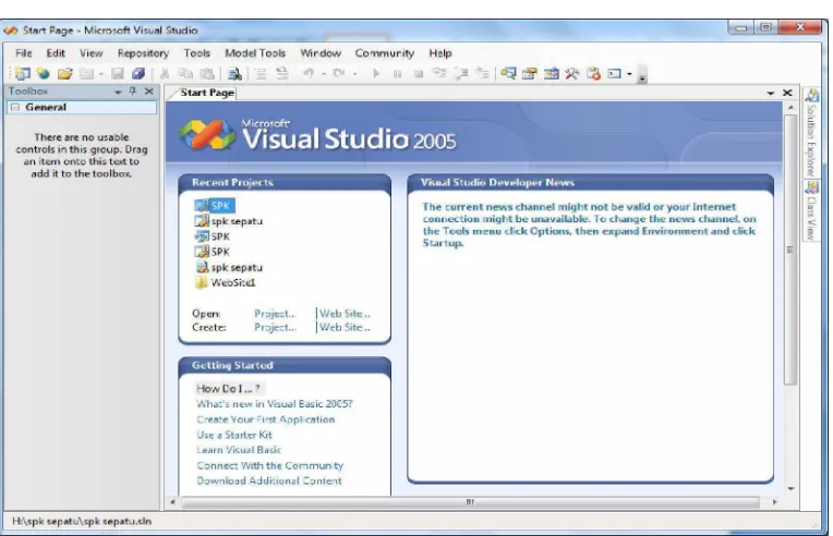 Gambar 2.3 Tampilan Awal Visual Studio .NET 2005 
