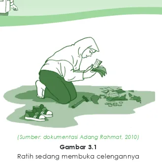 Gambar 3.1Ratih sedang membuka celengannya