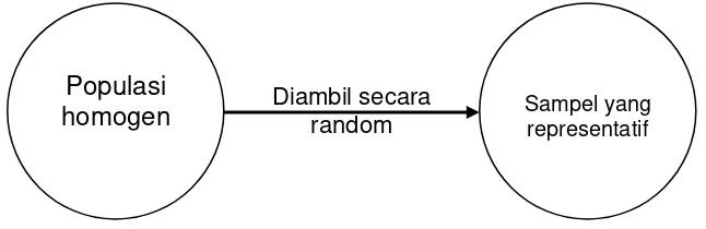 Gambar. Teknik Simpel Random Sampling (Sugiyono, 2001: 58) 