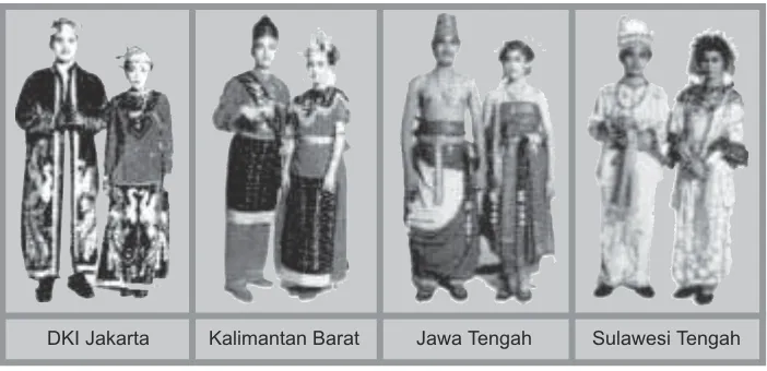 Gambar 4.2 Beberapa pakaian adat di IndonesiaSumber: Buku Atlas Digital Indonesia dan Dunia, Penerbit Remaja Rosdakarya,Tahun 2004