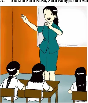 Gambar 1.1 Ibu guru memimpin menyanyi di depan kelas