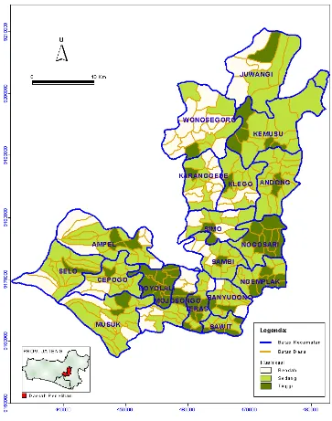 Gambar 4. Peta Sebaran Klasifikasi Perkembangan Wilayah Masing-masingDesa di Kabupaten Boyolali