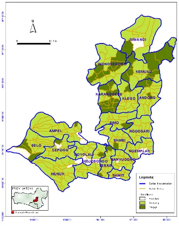 Gambar 1. Peta Sebaran Penduduk Miskin di Kabupaten Boyolali