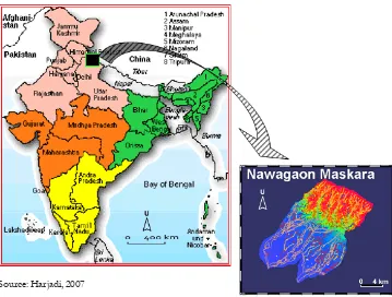 Figure 1.  The Location Nawagaon Maskara Watershed Map of Study Area