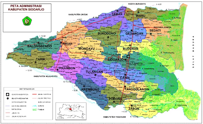 Gambar 4.1 : Peta Administrasi Kabupaten Sidoarjo 