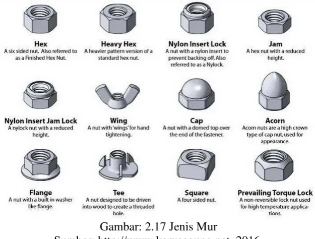 Gambar: 2.17 Jenis Mur 
