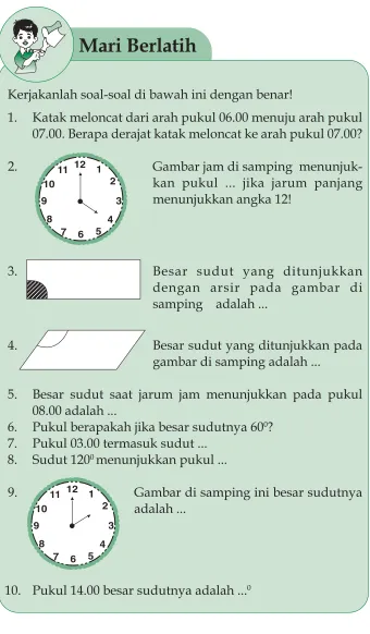 Gambar jam di samping  menunjuk-