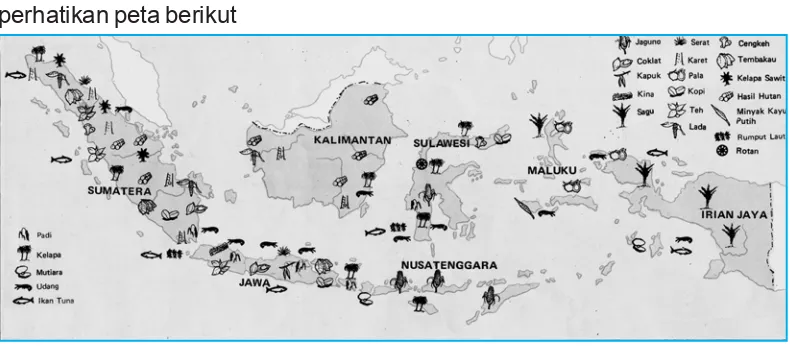 Gambar 3.3 Peta persebaran hasil bumi dan hasil laut Indonesia
