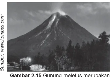 Gambar 2.15 Gunung meletus merupakanperistiwa alam.