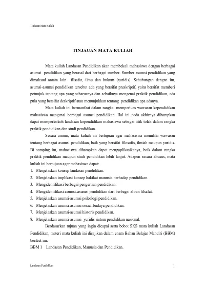 Tinjauan Mata Kuliah