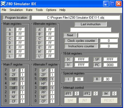 Gambar 1. Tampilan Utama Zylog Z80 Simulator IDE   