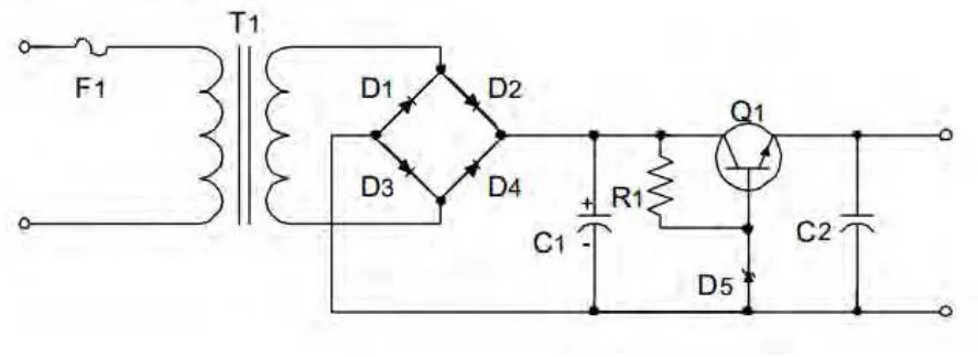 Gambar 1.5 rangkaian penyearah dengan stabilisatior tegangan 