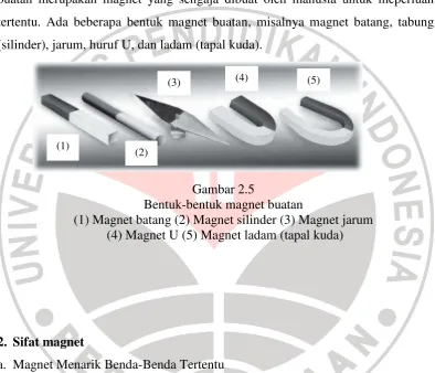 Gambar 2.5 Bentuk-bentuk magnet buatan 