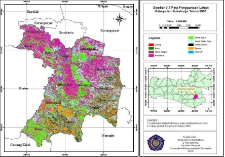 Tabel 3. Laju Pertumbuhan Penduduk dan Perubahan Luas Alih Fungsi Lahan di Kabupaten Sukoharjo 