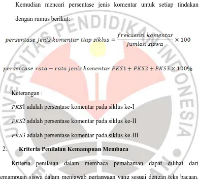 Tabel 3.7 Kriteria Penilaian Membaca Pemahaman 