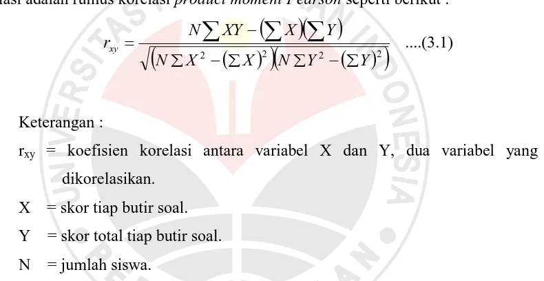 Tabel 3.2 Interpretasi Validitas Butir Soal 