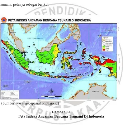 Gambar 1.1 Peta Indeks Ancaman Bencana Tsunami Di Indonesia 