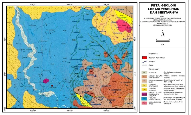 Gambar 5. Peta Geologi Lokasi Penelitian dan Sekitarnya 