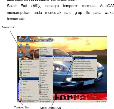 Gambar 2.3 Mengklik AutoCAD 2006 dalam menu Program untuk memuat 