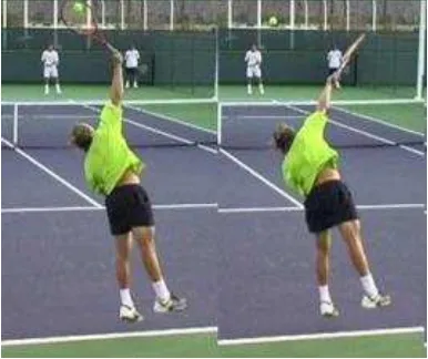 Gambar 11: Gerakan Ayunan Ke Depan (forward Swing)                                                    Sumber: tt.tennis-warehouse.com 