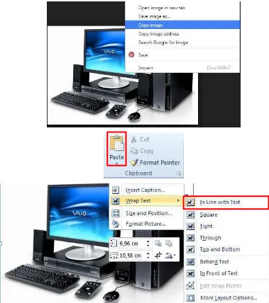 gambar komputer di Internet, klik kanan lalu pilih Copy Image, lalu Paste ke dalam bagian 