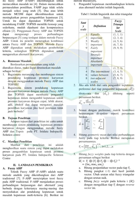 Tabel 1 Istilah linguistik dan nilai triangular 