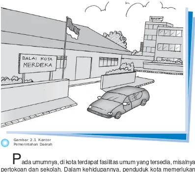 Gambar di atas menunjukkan sebuah kantor pemerintah daerah kota. Di