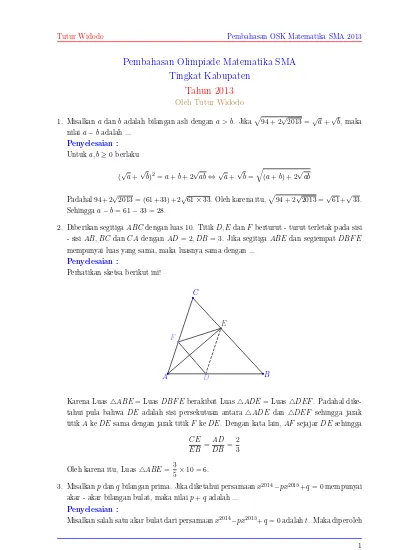 Solusi OSK Matematika SMA 2013 Solusi Osk Sma 2013